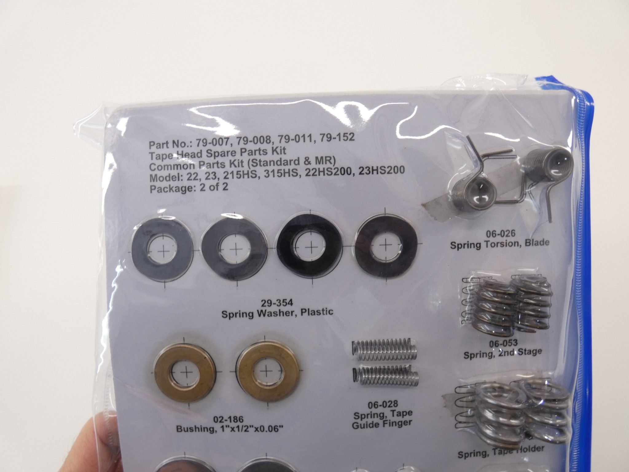 Dekka 79-007 Tape Head Spare Parts Rebuild Kit Model 22 2